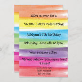 レインボ絵を描ー仮想誕生日 招待状 (正面/裏面)