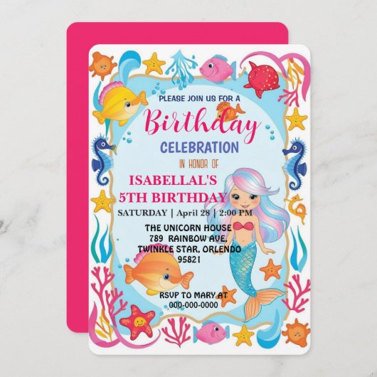 レインマーメイドお洒落タコ星誕生日a セーブザデート (正面/裏面)