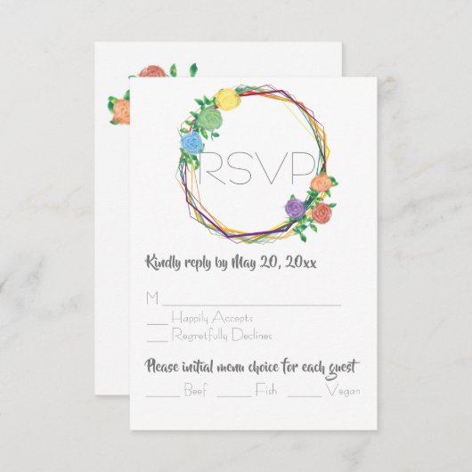 レインモダンボージオメト結婚リフローラ 出欠カード (正面/裏面)