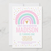 レインモダンボーファースト誕生日 招待状 (正面)