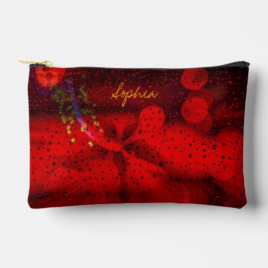 レインレッド点々のあるプリントカットソーバッグ アクセサリーポーチ (正面)