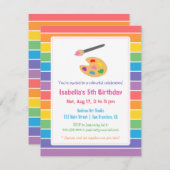 レイン絵画ボーズアーツクラフツ子供の誕生日パーティー 招待状 (正面/裏面)