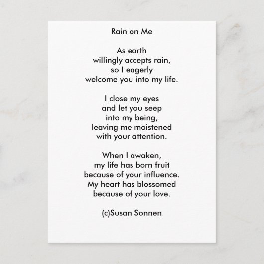 レイン・オン・ミー・バイ・スーザン・ソンネン ポストカード (正面)