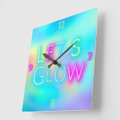 レイヴサイケデリックネオンルックグローパーティーガールズボーイズ スクエア壁時計 (傾斜)