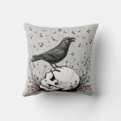 レイヴンが死の歌を歌うスカルイラストレーション クッション (裏面)