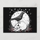 レイヴンが死の歌を歌うスカルイラストレーション ポストカード (正面)
