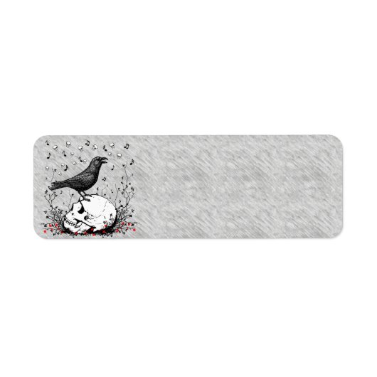 レイヴンが死の歌を歌うスカルイラストレーション ラベル (正面)