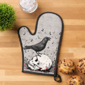 レイヴンが死の歌を歌うスカルイラストレーション 鍋つかみ (トップダウン)