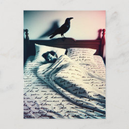 レイヴンが眠っている男を見守る ポストカード