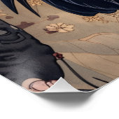 レイヴンとさくらんぼ花イラストレーション ポスター (コーナー)