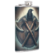 レイヴンとアクシス – 北欧の戦士シールドのウォールアート フラスク (右)