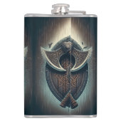 レイヴンとアクシス – 北欧の戦士シールドのウォールアート フラスク (裏面)
