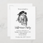 レイヴンとスカルは決してハローウィンパーティ インビテーションポストカード (正面/裏面)