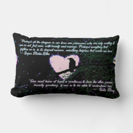 レイヴンのダークラブ白熱［赤熱］光を放つハートと引用文 ランバークッション