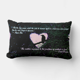 レイヴンのダークラブ白熱［赤熱］光を放つハートと引用文 ランバークッション