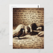 レイヴンは眠っている女性を見守る ポストカード (正面/裏面)