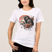 レイヴンカウフィーおもしろいブラックバードハロウィーン トライブレンドTシャツ (正面)