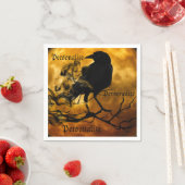 レイヴンカラス収穫ムーン秋ブラックオレンジ スタンダードカクテルナプキン (インサイチュ)