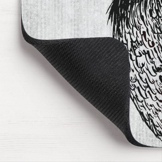 レイヴンゴシック白黒不気味な鳥のスケッチ名 マウスパッド (コーナー)