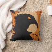 レイヴンシルエットフルムーンブラックオレンジハロウィーン クッション (ブランケット)