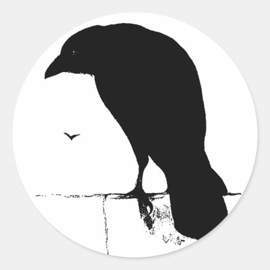 レイヴンシルエット – ヴィンテージゴシックレイヴンス&カラス ラウンドシール (正面)