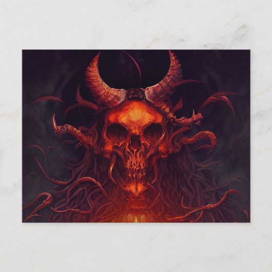 レイヴンスカルポストカード付き怖いハロウィーンの夜 ポストカード (正面)