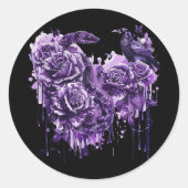 レイヴンスネークバラゴシックバイクもしくは自転車に乗る人ハート社 ラウンドシール (正面)