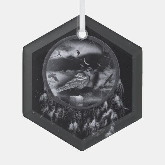 レイヴンズinドリームキャッチャー ガラスオーナメント (正面)