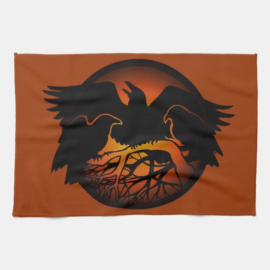 レイヴンプレートファースト・ネーションズレイヴン・アートサービングプレート キッチンタオル (横)