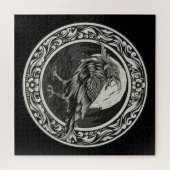 レイヴンメダリオンカービングアートバード自然 ジグソーパズル (横)