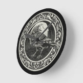 レイヴンメダリオンカービングアートバード自然 ラウンド壁時計 (傾斜)