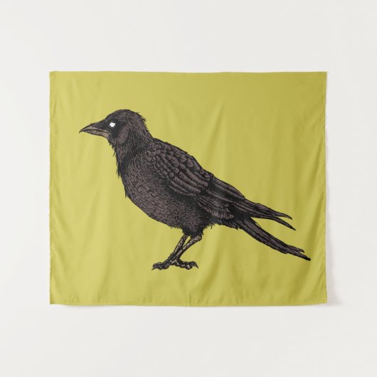 レイヴン不気味なカラス明るいゴシック様式のインクアート タペストリー (正面(横))
