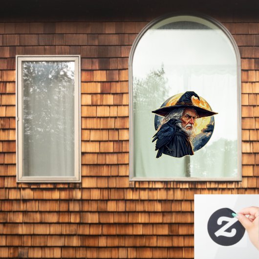 レイヴン付きウィザード – ハロウィーンファンおもしろい2 ウィンドウサイン (ホームウィンドウ)