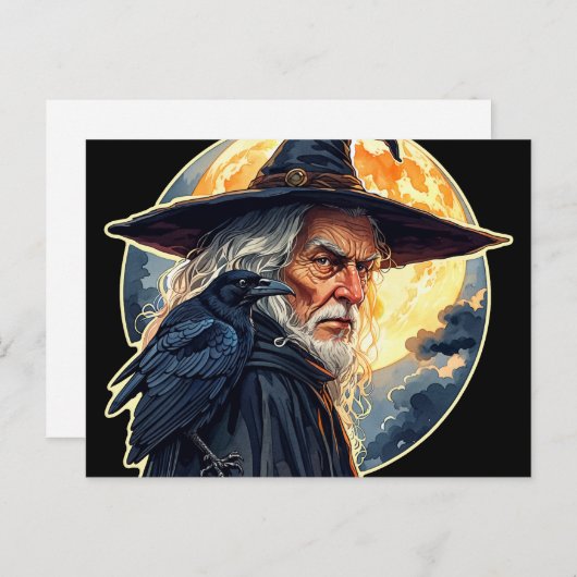 レイヴン付きウィザード – ハロウィーンファンおもしろい2 ポストカード (正面/裏面)