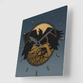 レイヴン時計先住民レイヴン芸術壁時計鳥ギフト スクエア壁時計 (傾斜)