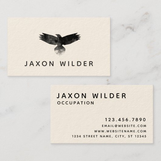 レイヴン煙雲の水色ミニマル素朴 名刺 (正面/裏面)