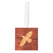 レイヴン素朴オンインナー樺の木樹皮 キューブオーナメント (正面)