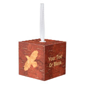 レイヴン素朴オンインナー樺の木樹皮 キューブオーナメント (裏面アングル)