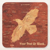 レイヴン素朴オンインナー樺の木樹皮 スクエアペーパーコースター (正面)