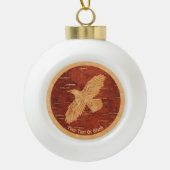 レイヴン素朴オンインナー樺の木樹皮 セラミックボールオーナメント (正面)