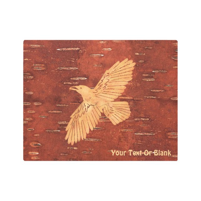 レイヴン素朴オンインナー樺の木樹皮 メタルプリント (正面)