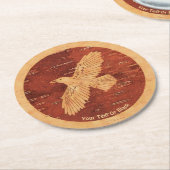 レイヴン素朴オンインナー樺の木樹皮 ラウンドペーパーコースター (アングル)