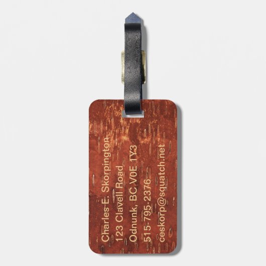 レイヴン素朴オンインナー樺の木樹皮 ラゲッジタグ (裏面縦)