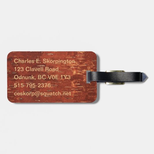 レイヴン素朴オンインナー樺の木樹皮 ラゲッジタグ (裏面横)