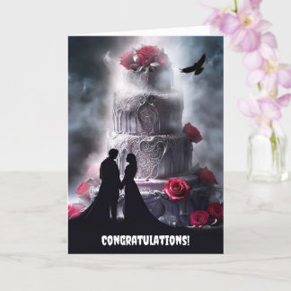レイヴン結婚ケーキでゴシック風のお祝い カード