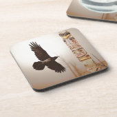 レイヴン飛んでいる&トーテムポールファンタジーアート コースター (左側)