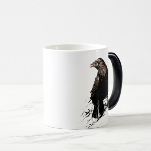 レイヴン鳥グラフィックアートワイルドライフアニマルアート モーフィングマグカップ (正面右)