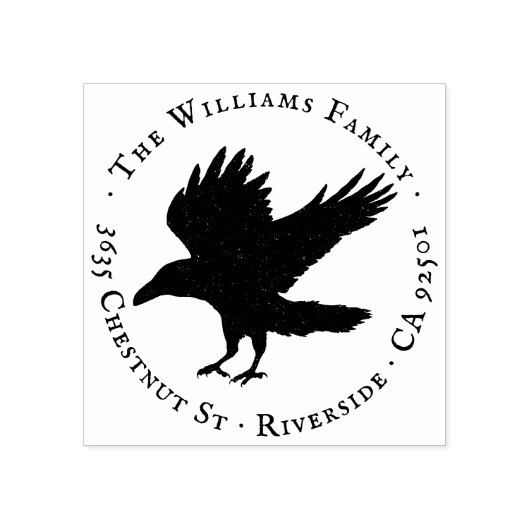 レイヴン鳥グランジ自墨加工差出人住所 ラバースタンプ (インプリント)