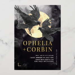 レイヴン&ゴールデンムーンブラックゴシック結婚ズ 箔招待状