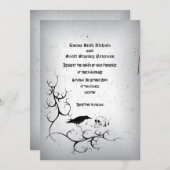 レイヴン、スカル、華美ゴシック結婚グレー 招待状 (正面/裏面)